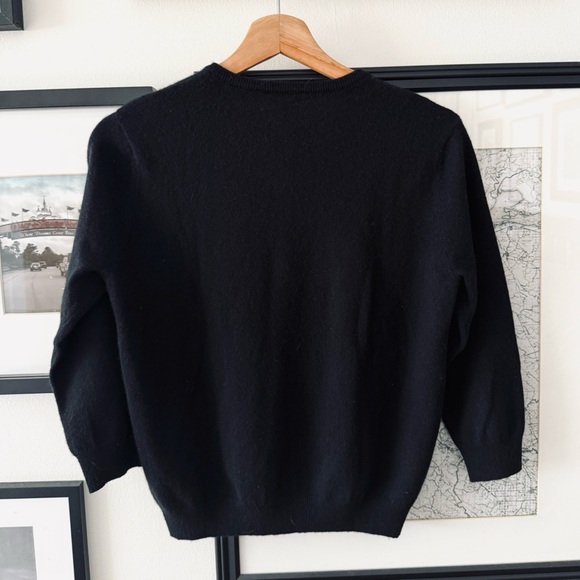 Autumn Cashmere 3/4 Sleeve Cardigan Cashmere Sweater in Black - Picture 4 of 5